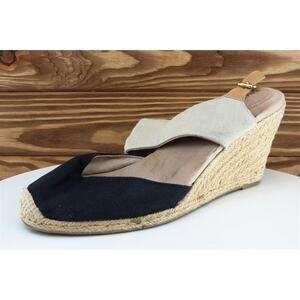 Adam Tucker Sz 9 M Black Ankle Strap Fabric Women Sandals